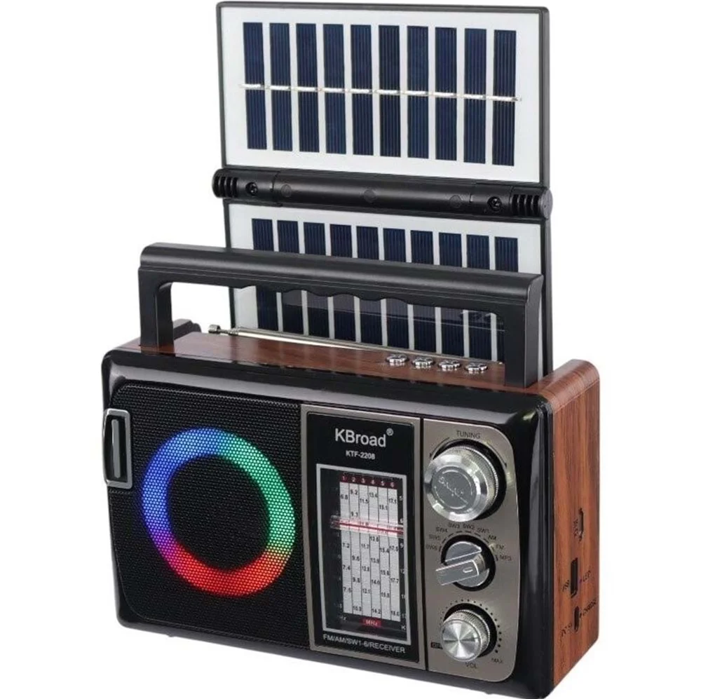 KTF-2208 Nostalji Solar Enerjili Güneş Panelli Fm Radyo Şarj Edilebilir