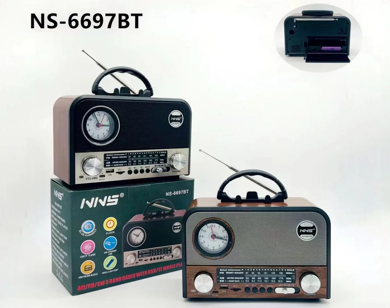 NS6697BT Retro Altavoz Vintage taşınabilir müzik çalar Retro tarzı klasik Vintage radyo Mini Retro Vintage radyo bluetooth hoparlör