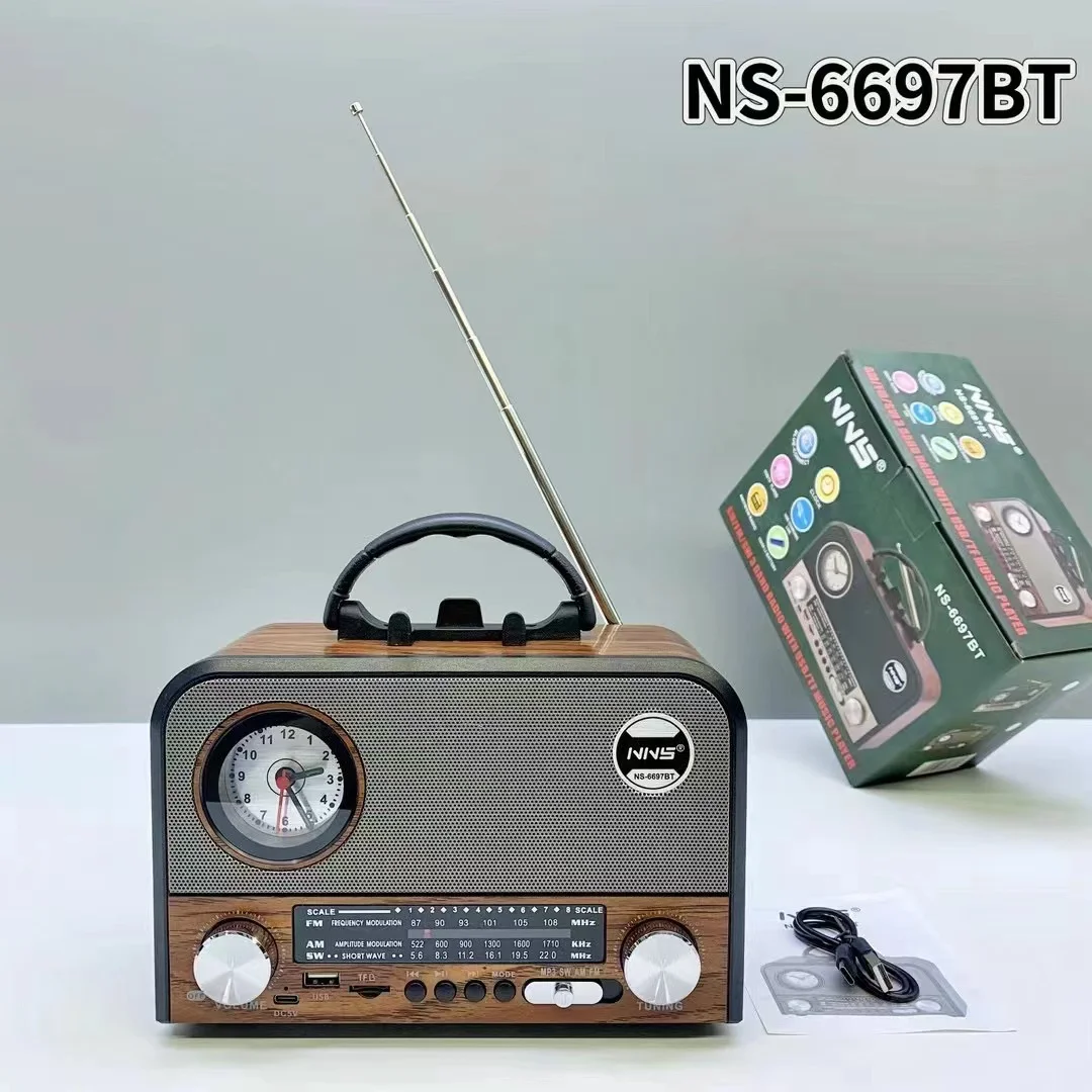 NS6697BT Retro Altavoz Vintage taşınabilir müzik çalar Retro tarzı klasik Vintage radyo Mini Retro Vintage radyo bluetooth hoparlör