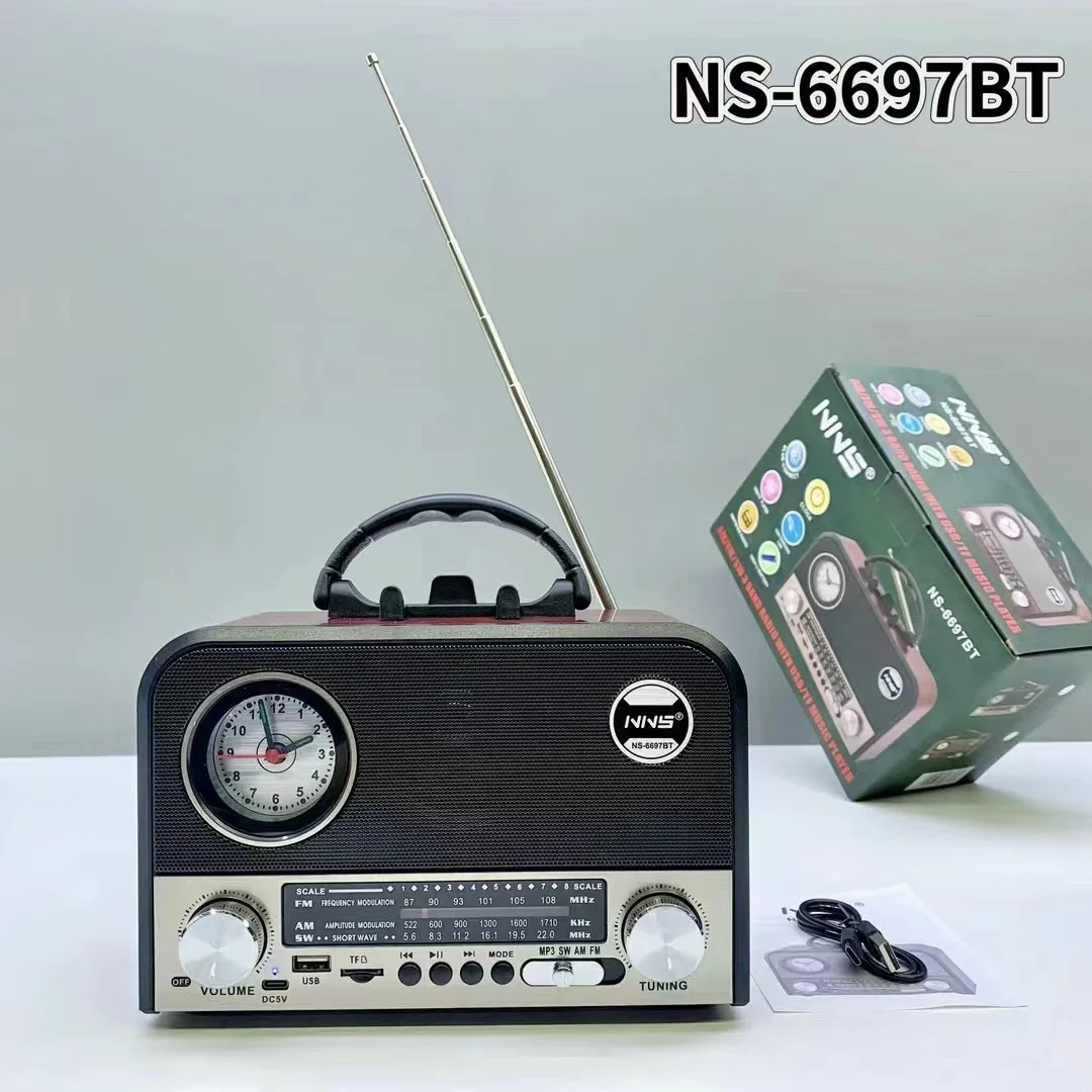 NS6697BT Retro Altavoz Vintage taşınabilir müzik çalar Retro tarzı klasik Vintage radyo Mini Retro Vintage radyo bluetooth hoparlör