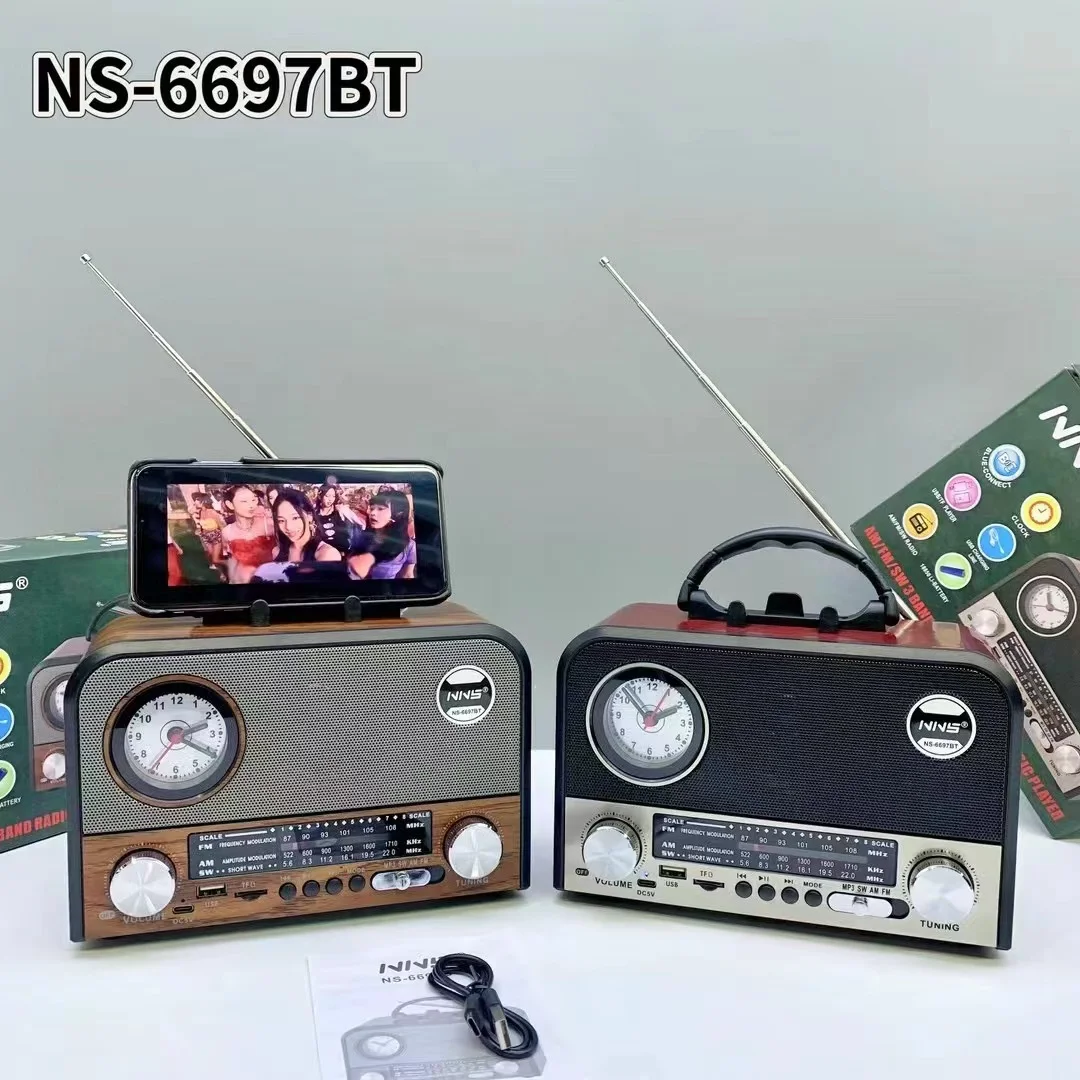 NS6697BT Retro Altavoz Vintage taşınabilir müzik çalar Retro tarzı klasik Vintage radyo Mini Retro Vintage radyo bluetooth hoparlör