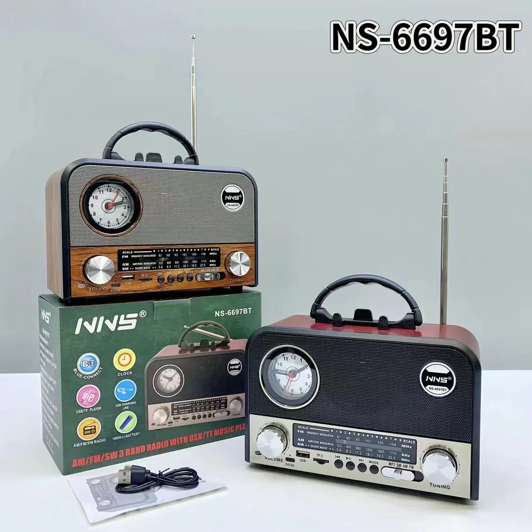 NS6697BT Retro Altavoz Vintage taşınabilir müzik çalar Retro tarzı klasik Vintage radyo Mini Retro Vintage radyo bluetooth hoparlör
