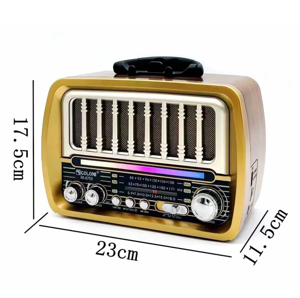 Golon kaliteli retro usb radyo RX-075D şarj edilebilir ahşap finish kablosuz am fm sw 3 band vintage radyo ile USB/TF yuvası