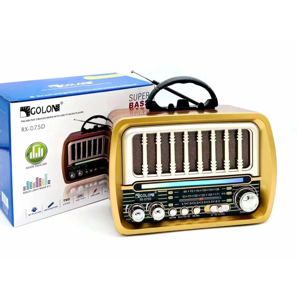 Golon kaliteli retro usb radyo RX-075D şarj edilebilir ahşap finish kablosuz am fm sw 3 band vintage radyo ile USB/TF yuvası