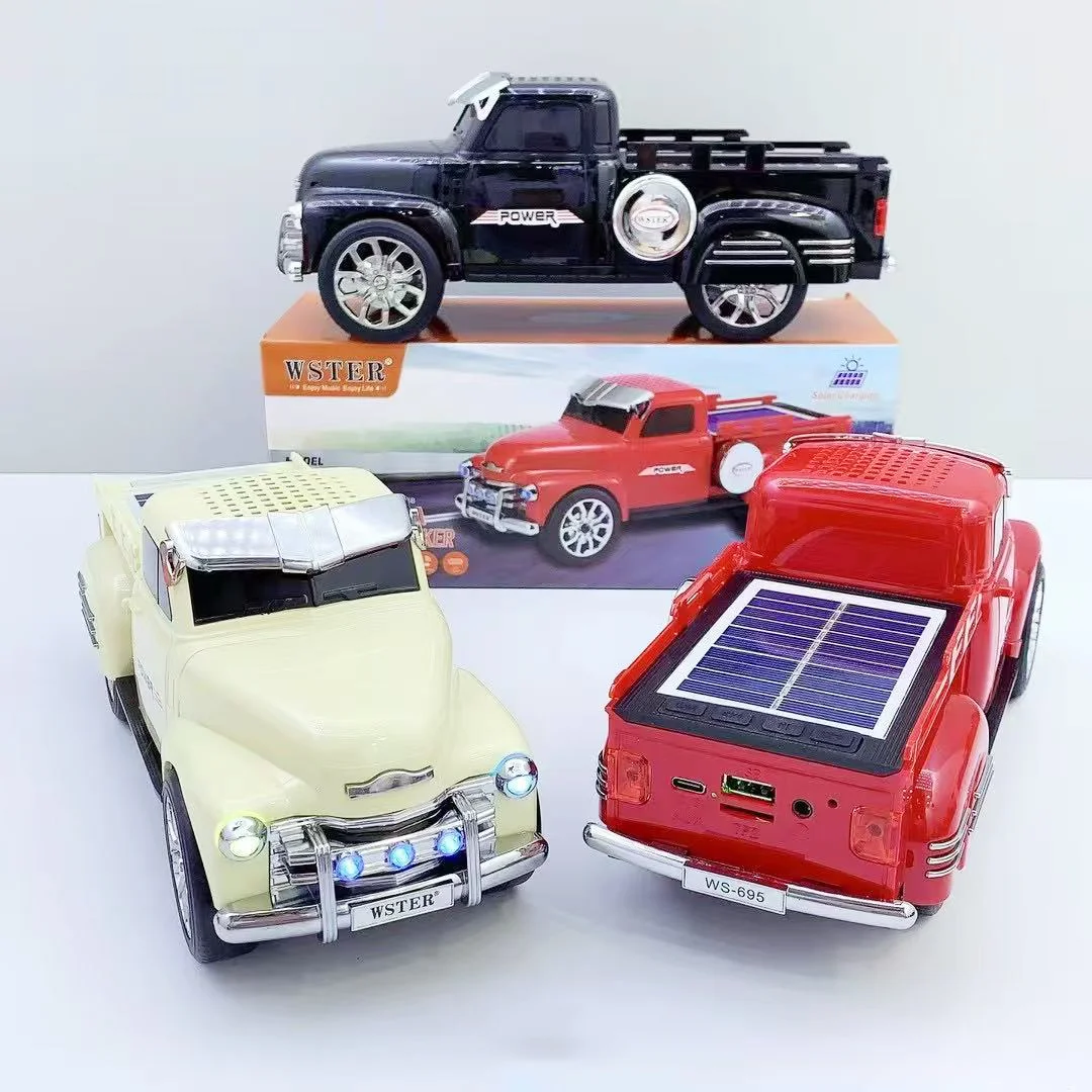 Güneş enerjisi WS-695 8W 1200mah kablosuz masaüstü parti BT TF AUX TWS taşınabilir ses kutusu pikap araba Mini Karaoke hoparlörü