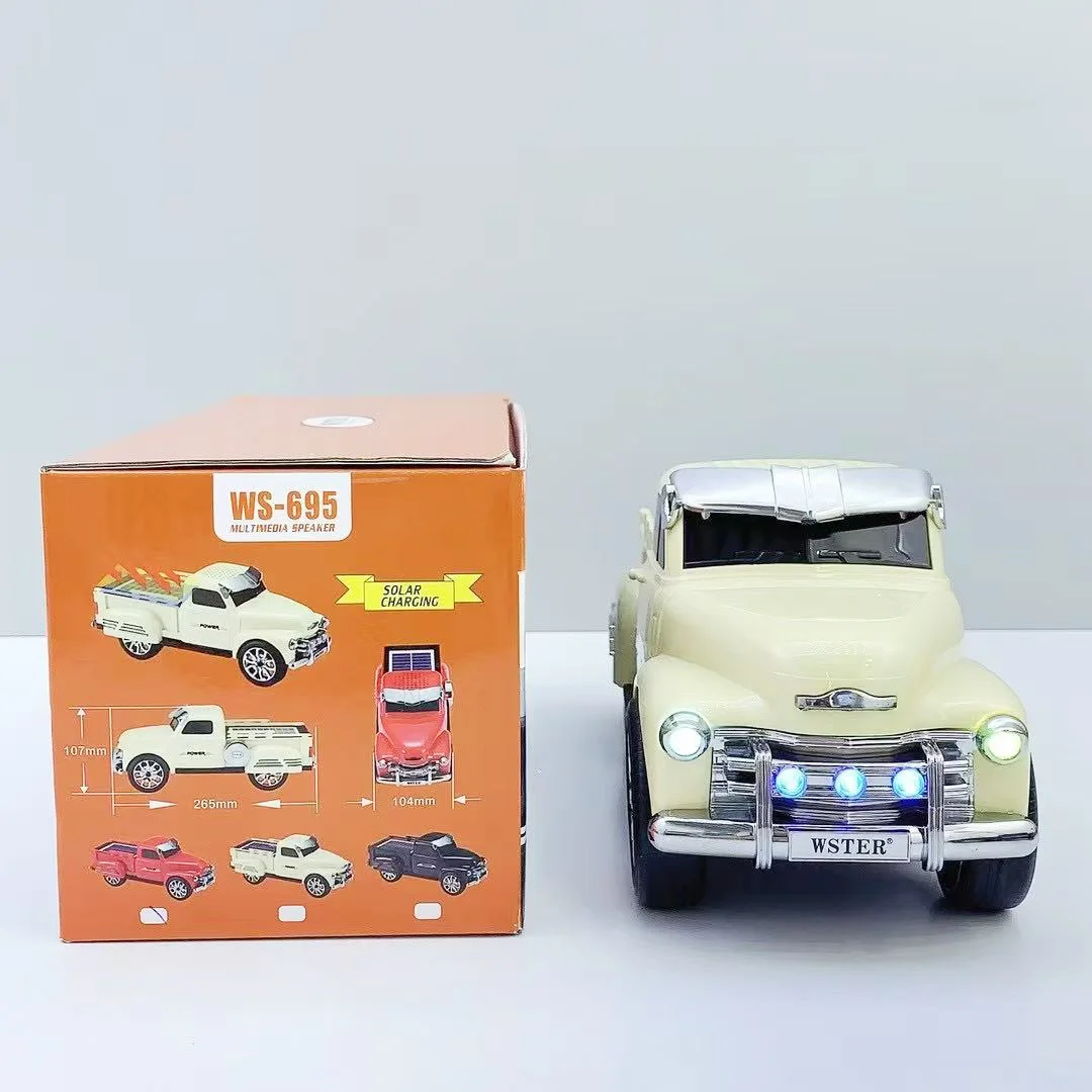 Güneş enerjisi WS-695 8W 1200mah kablosuz masaüstü parti BT TF AUX TWS taşınabilir ses kutusu pikap araba Mini Karaoke hoparlörü