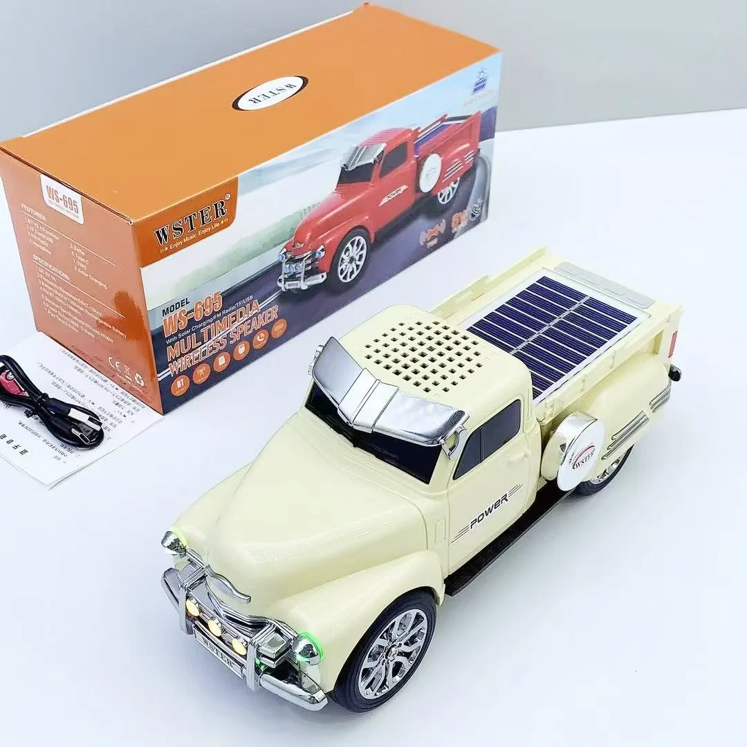 Güneş enerjisi WS-695 8W 1200mah kablosuz masaüstü parti BT TF AUX TWS taşınabilir ses kutusu pikap araba Mini Karaoke hoparlörü