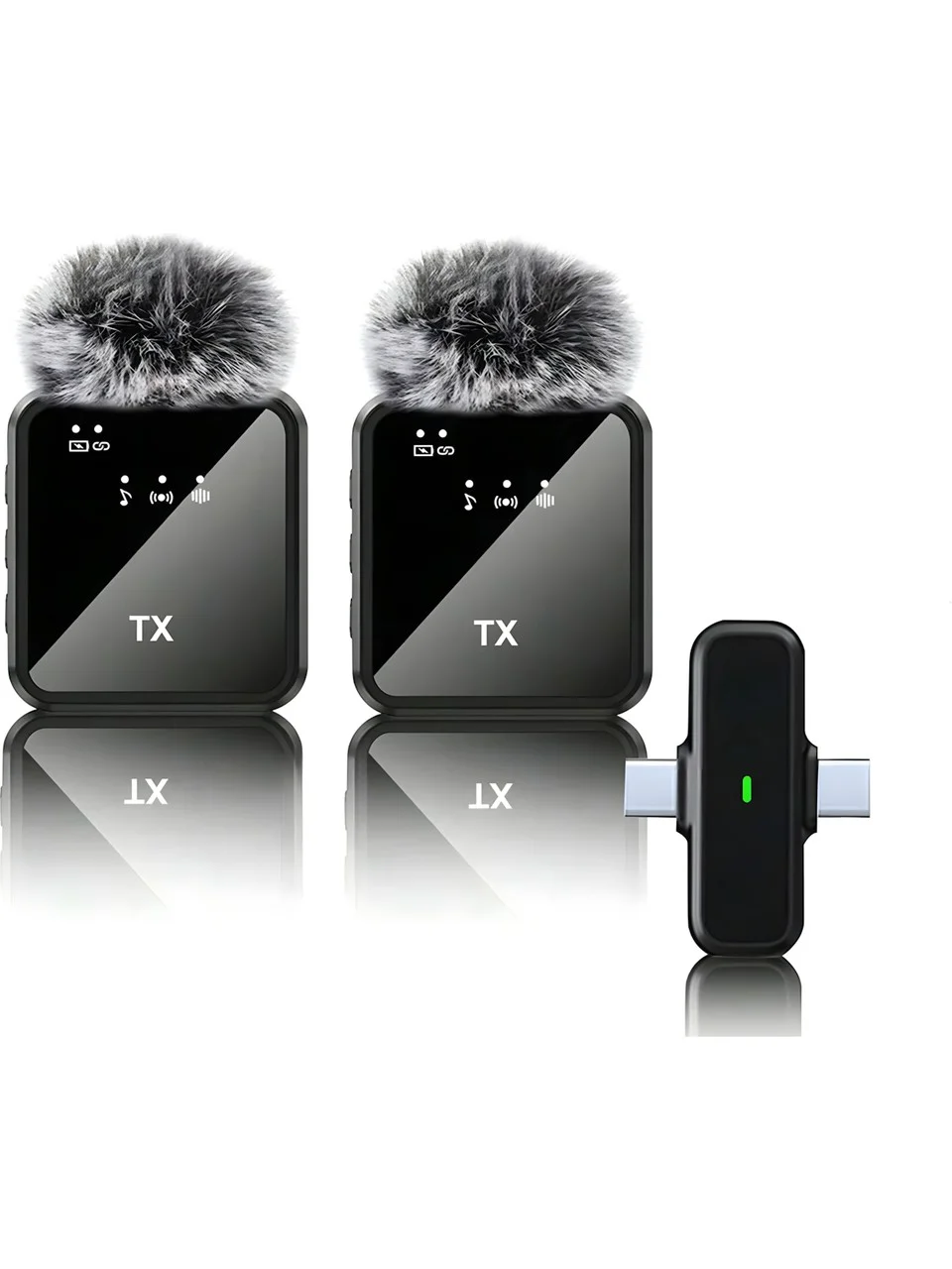 Genel Markalar F15 Profesyonel 2 Lİ Kablosuz Yaka Mikrofonu 2in1 Mikrofon Type-C/Lightning