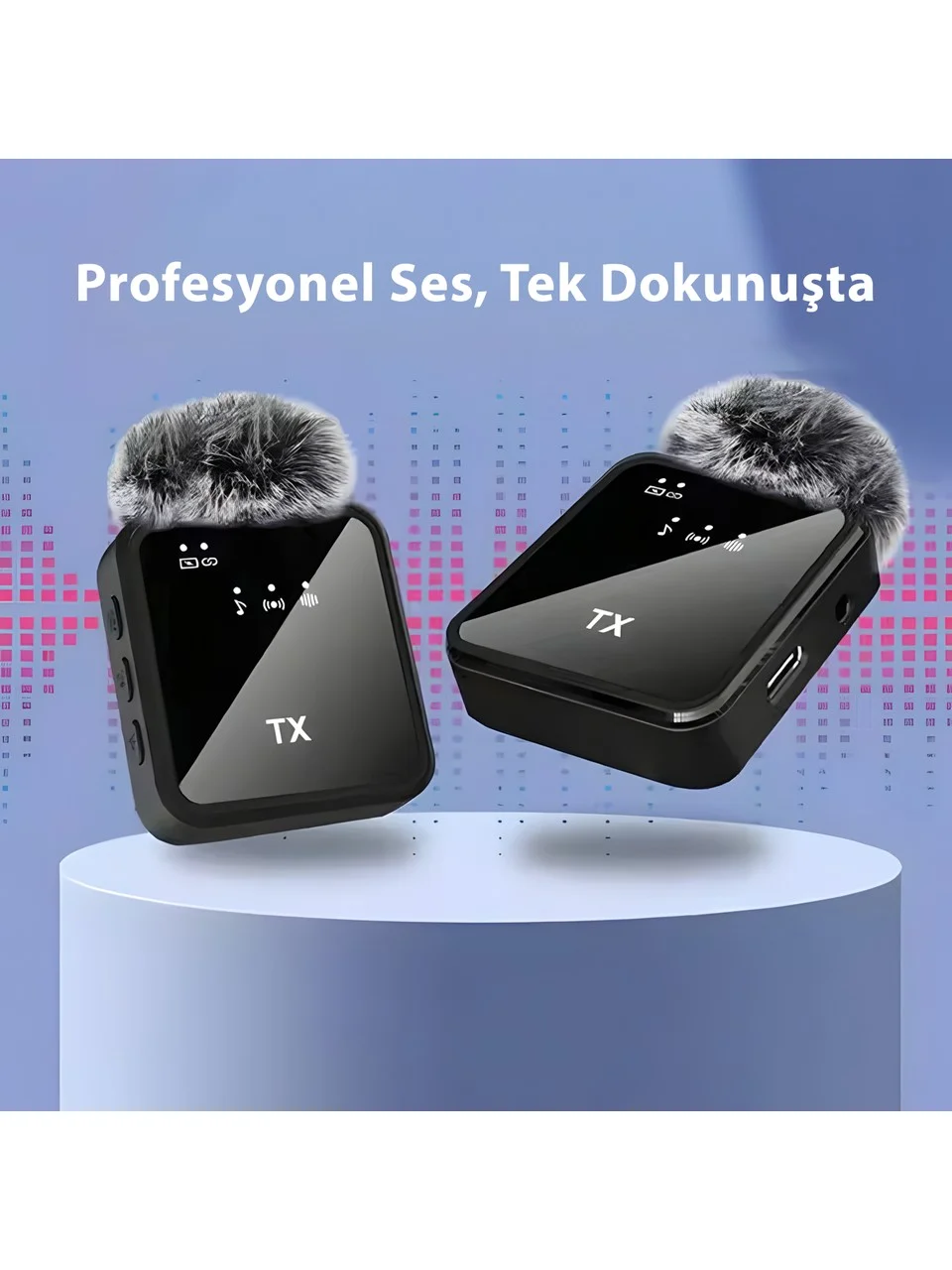 Genel Markalar F15 Profesyonel 2 Lİ Kablosuz Yaka Mikrofonu 2in1 Mikrofon Type-C/Lightning